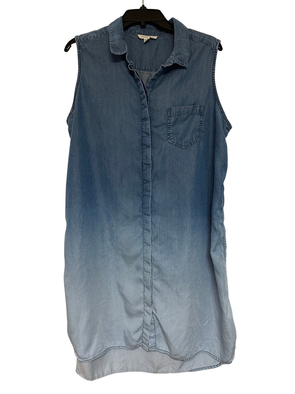 Beach Lunch Lounge Chambray Shirt Dress XL Ombre Tencel Sleeveless Button Down